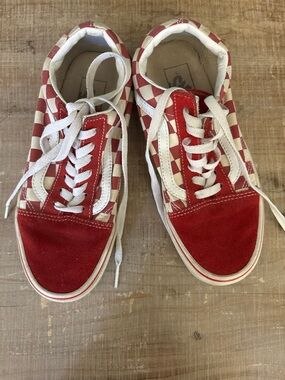 Vans Men’s 5 Woman’s 6.5 Red and White Checkerboard Skate Sneakers